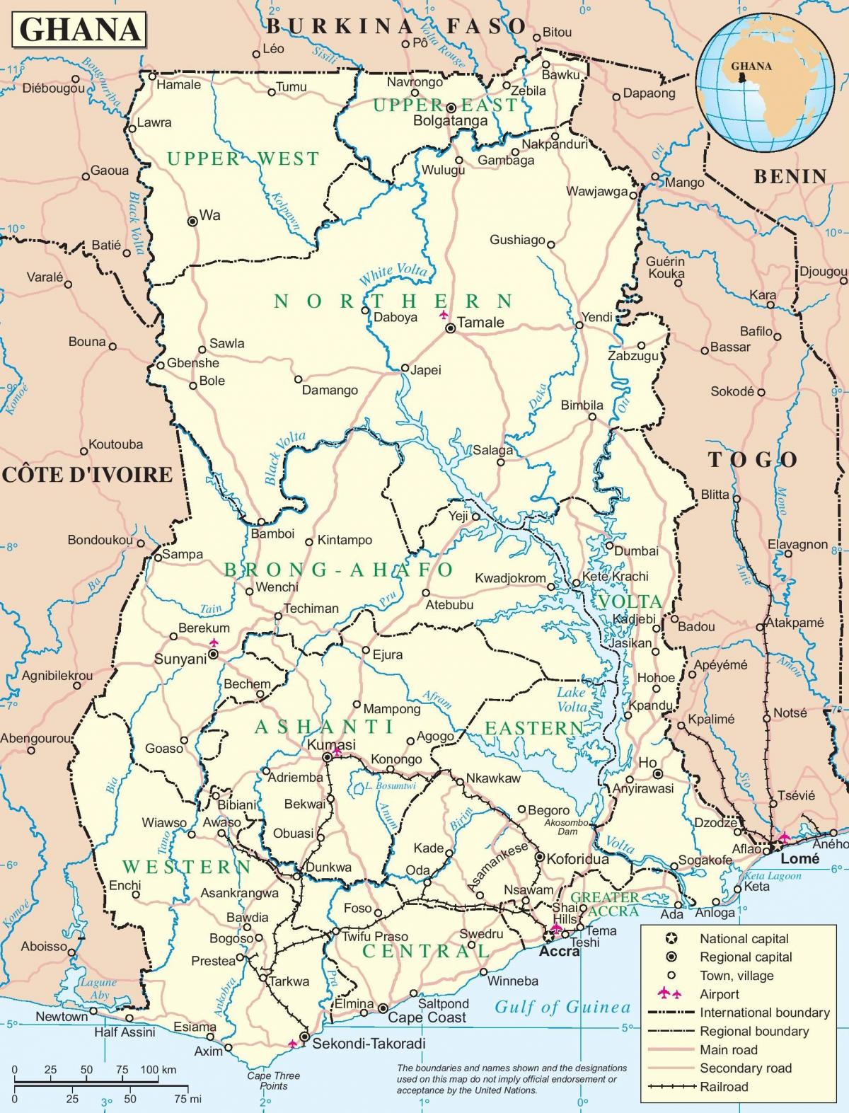eine Karte von ghana