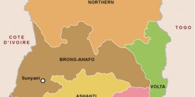 Ghana, Karte und Regionen