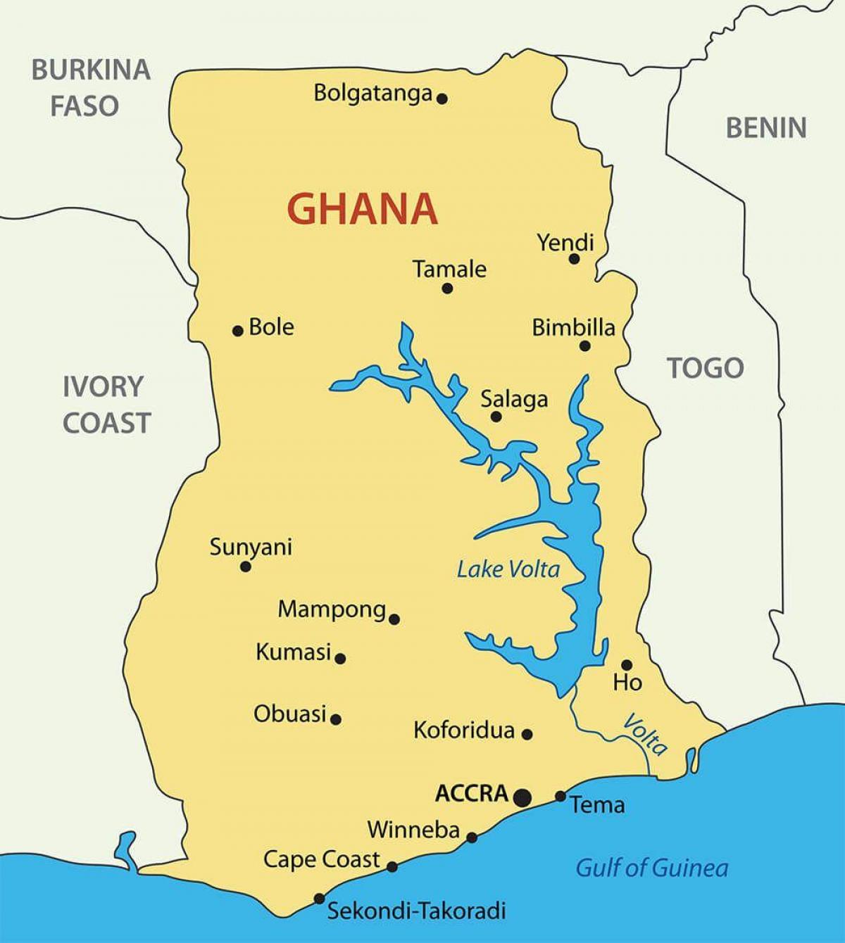 ghana Landkarte mit Städten